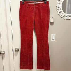 Earl Jeans Y2K Orange Red Velvet Corduroy Flare Pants Women’s 10 retro mod